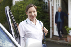 caregiver smiling